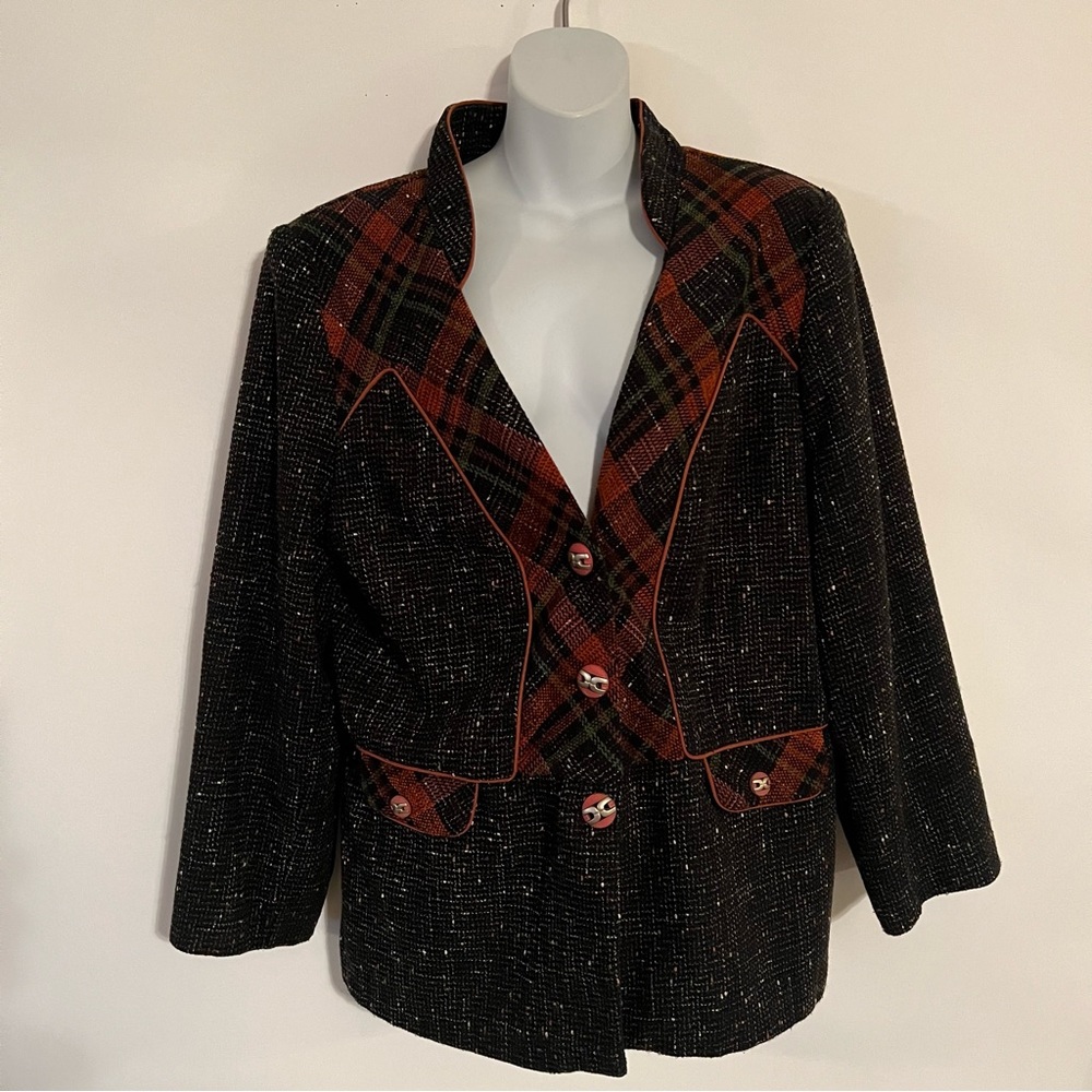 City Girl by Nancy Boleyn Fall Button Up Blazer Women Size 16 Brown / Orange